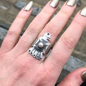 Navajo thunderbird sterling silver ring